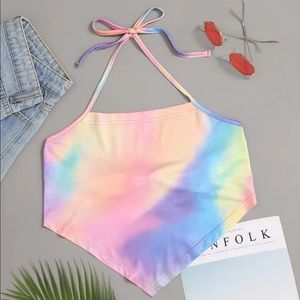 NWOT Tie Dye Print Bandana Crop Halter Top